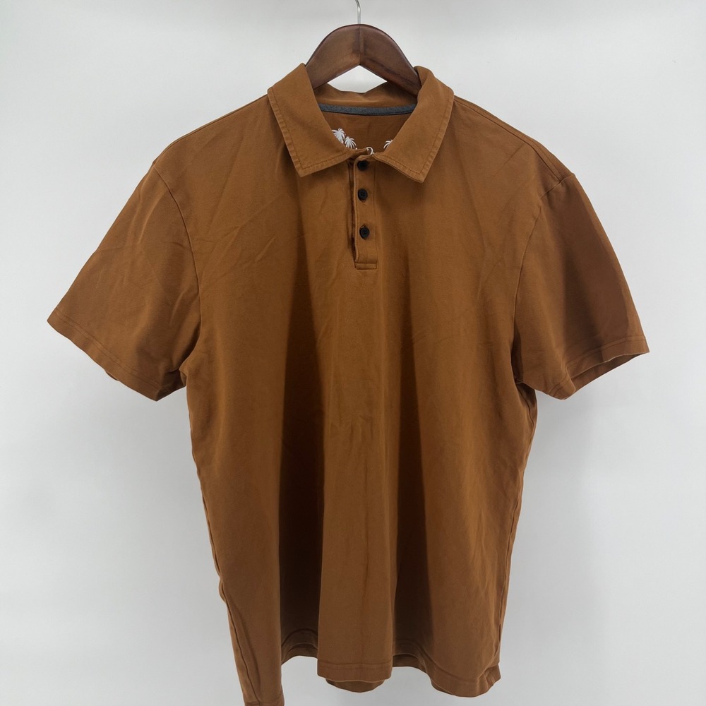 Desert Dunes Mens Tobacco Brown Short Sleeve Polo Shirt Large UQ9E27TOB5